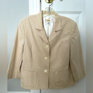 Talbots Petite Beige Textured Blazer Jacket